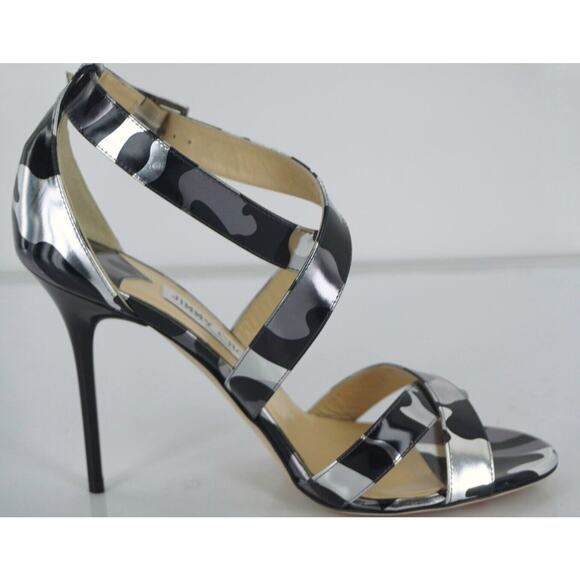 Jimmy Choo Camouflage Metallic Black Lottie Ankle Strap Sandal - Picture 11 of 11